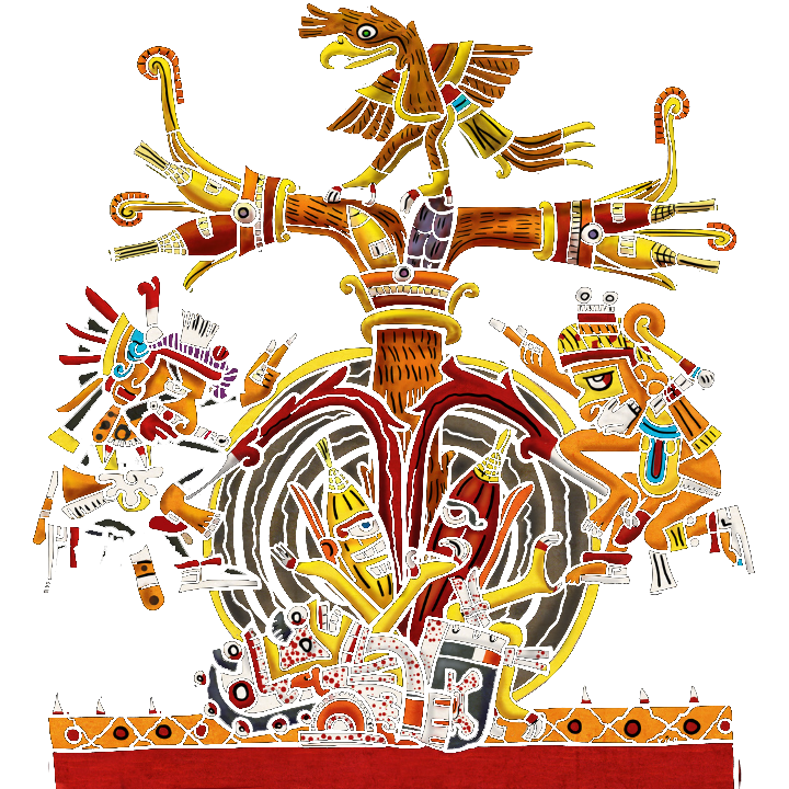 Cinteotl, the Aztec maize god, and the sacred corn tree in codex-style illustration